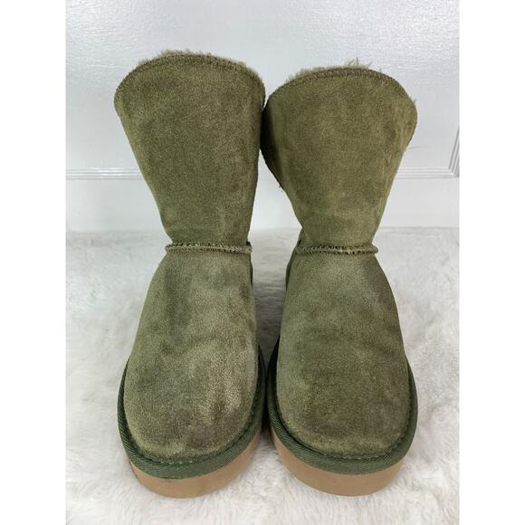 Style & Co Olive Green Suede Shearling Lined Mid-Calf Boots size 7 - Picture 2 of 8